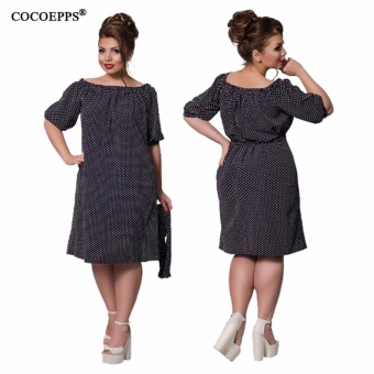 Gambar New Boho Plus Size Dresses Women Big Large Size Polka Dot FemaleCasual Dress Clothing 2017 5xl 4xl Sashes Off The Shoulder   intl