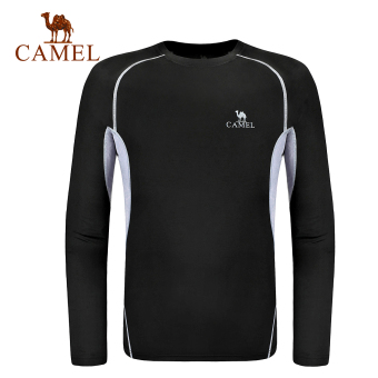 Gambar New Camel pria kebugaran t shirt (A7W206101, hitam abu abu)