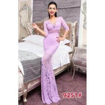 Gambar Nicer Gaun Pesta Impor Long Dress Brukat Sexy 9251 Purple