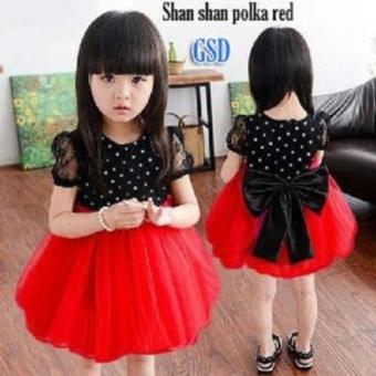 Gambar Nicer Minidress Imut Anak Cewe Dress Shan Shan Red