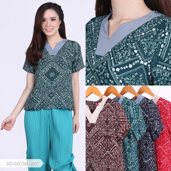 Omah Fesyen Beeries Ethnic Casual Blouse Color: Dark Green