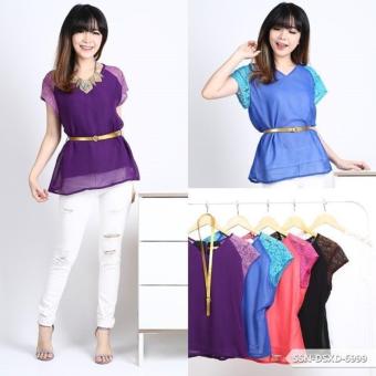 Omah Fesyen Enjaliya Plain V - neck Blouse - Black Int:S