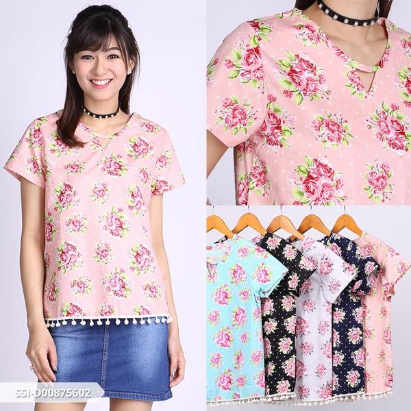 Omah Fesyen Gifersya Flowery Cut Out Blouse Color: Baby Blue Omah Fesyen Gifersya Flowery Cut Out Blouse Color: Baby Blue