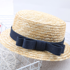 Pantai matahari musim panas perempuan jerami topi jerami topi (Ukuran 52 cm + Cooljie denim