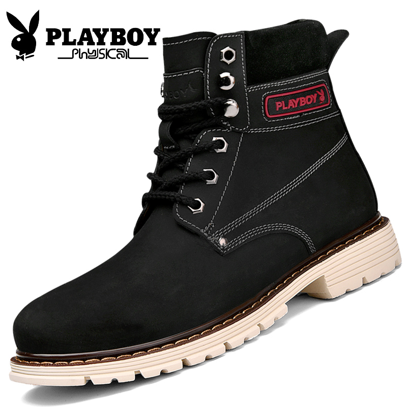 PLAYBOY Tambah Beludru Sepatu Bot Musim Dingin Salju Sepatu Boots Pria ( Hitam)