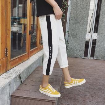 Gambar Popular brand versatile summer thin Capri pants (Putih)