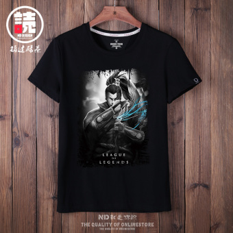 Gambar Pria Lengan Pendek Kartu T shirt (Hitam Jian Hao ajp) (Hitam Jian Hao ajp)