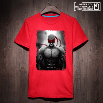 Gambar Pria Lengan Pendek Kartu T shirt (Merah buta biksu AJS) (Merah buta biksu AJS)