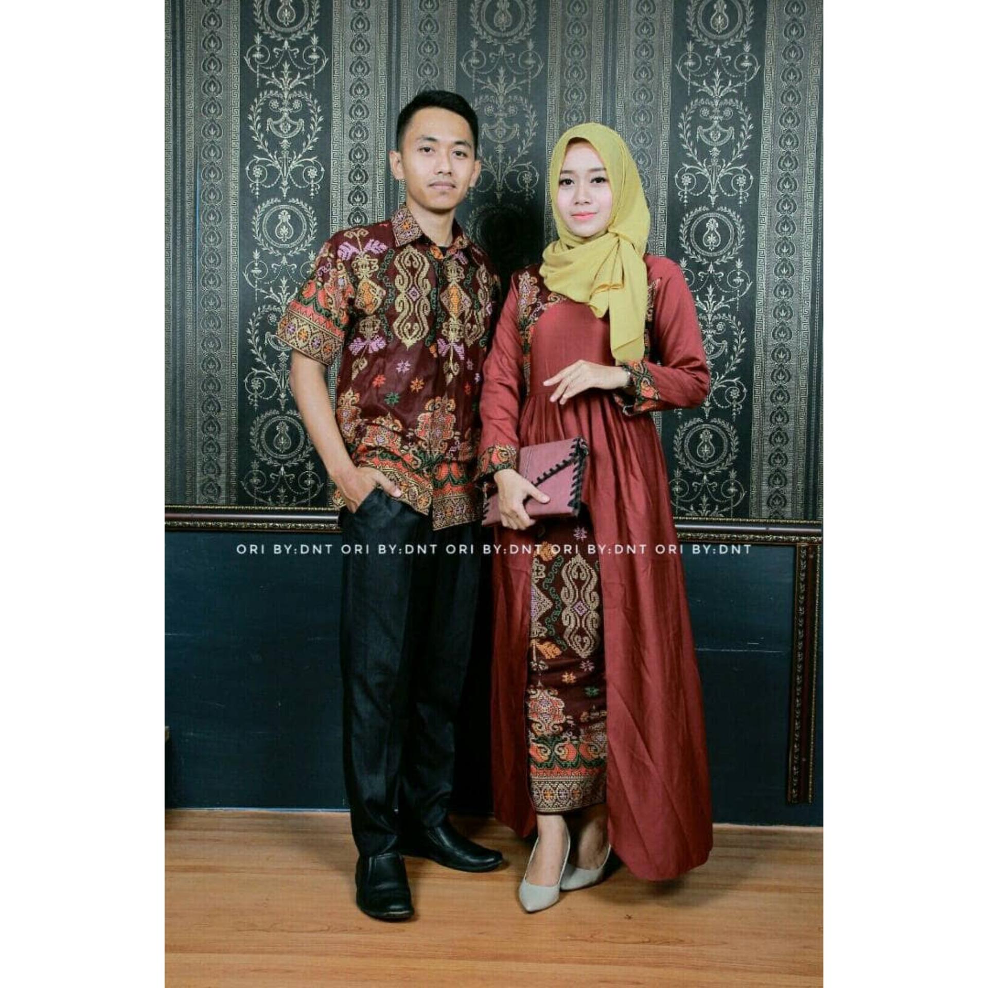Fashion Flower Baju Pasangan Busana Muslim Misuwa New Tosca Pashmina promosi Batik Couple New Denia Etnic murah