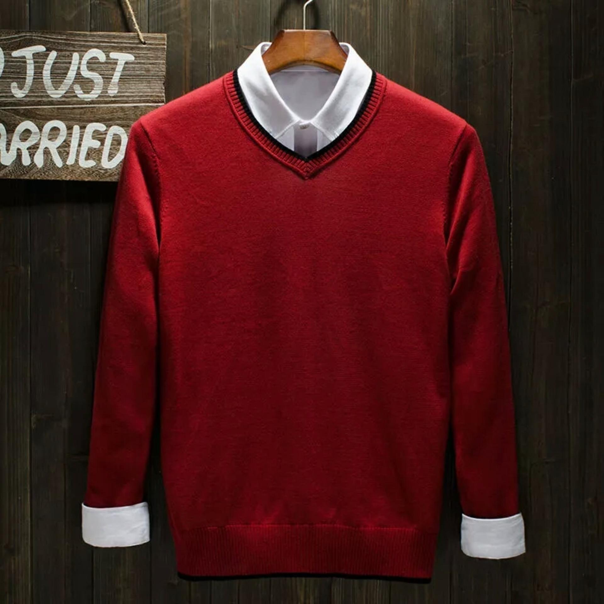 puffy_id sweater POLOS  rajut pria -ROMEO MAROON-rajut tribal