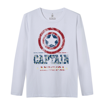 Gambar Rkh2017 pria pada leher bulat Qiuyi baru lengan panjang t shirt (Putih (Captain America))