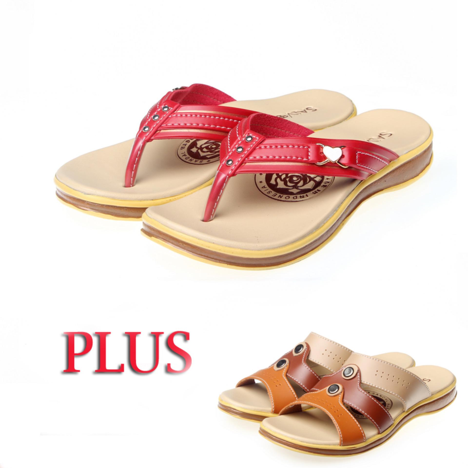 Salvora sandal casual S19 merah free S20 cappucino