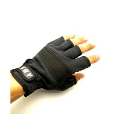 Sarung Tangan Motor Racing Bike Fingerless Half ADS Extra Bahan Kain - Hitam