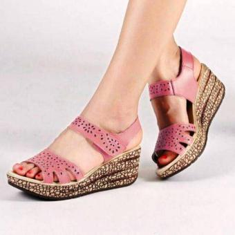 Gambar Sepatu   Sandal Closed Toe Wedges ER01 Pink