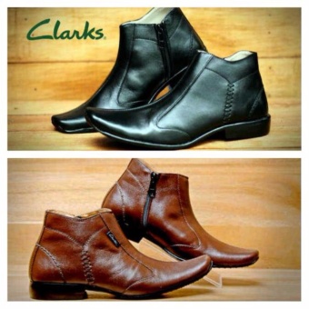 Gambar Sepatu Kerja Kantor Pria Clarks Pantofel Retsleting Kulit Hitam