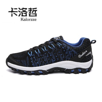 Sepatu pasang mahasiswa sepatu sneaker (Model laki-laki + Hitam dan biru)