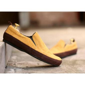 Harga Sepatu Slipon Slop Pria Kulit Suede CEVANY MARIO Tan Online Review