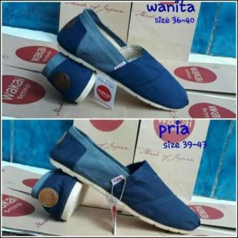 Gambar Sepatu Wakai Pria Navy Abu Sol Krem