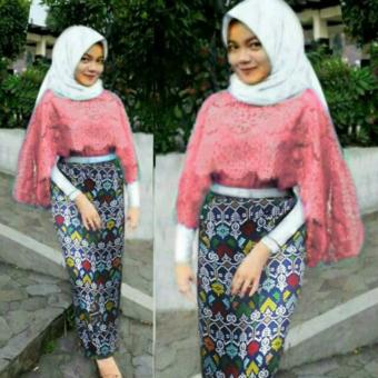 Gambar Set Hijab Kebaya Salem Siti Atasan Lace Lapis Furing + Rok TribalKatun + Pasmina @75 75  