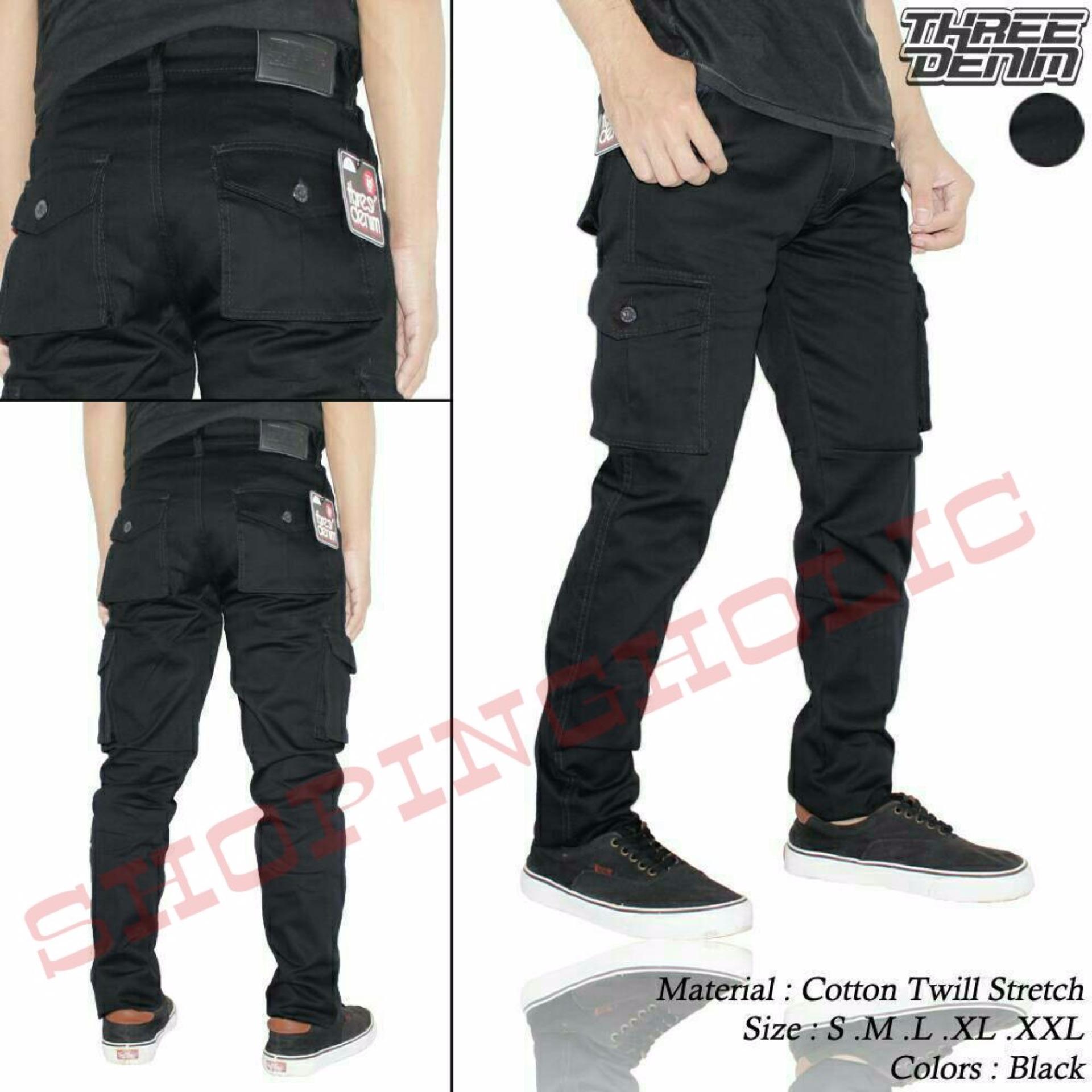 SH Celana pria cargo panjang / PDL / celana gunung - ( Hitam)