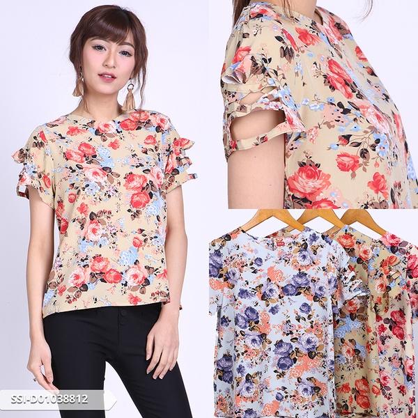 Shevina Flowery Cut Out Blouse - Choco