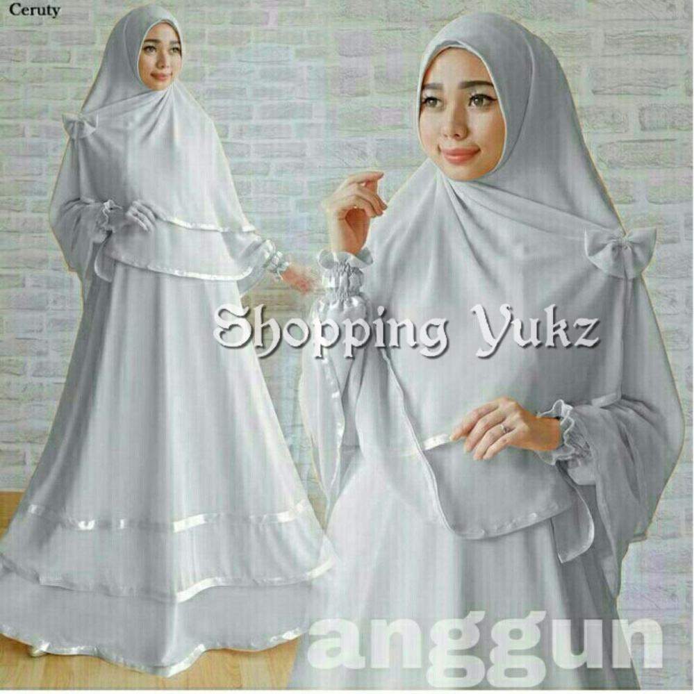 Shopping Yukz Baju Gamis Muslim Syari FITRI - ABU ( Dapat Jilbab ) /Dress Muslim / Fashion Muslim / Baju Muslimah / Gaun Muslim / Gamis Wanita / Hijab Muslim/ Gamis Murah