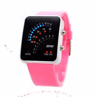 SKMEI Fan Style Pink - Jam Tangan Wanita - Strap Karet - 0890F Pink Edition + Free Box Jam Tangan Flash  