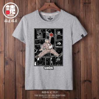 Gambar Slam dunk pelatih lengan pendek t shirt (Abu abu Anxijiaolian)