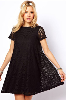 SuperCart Kasual Lengan Bang Pendek Berongga-Type Renda Merenda Merajut Bodycon Baju Gaun Mini Party (Hitam) Januari 2019 - 3 SuperCart Kasual Lengan Bang Pendek Berongga-Type Renda Merenda Merajut Bodycon Baju Gaun Mini Party (Hitam) - 3
