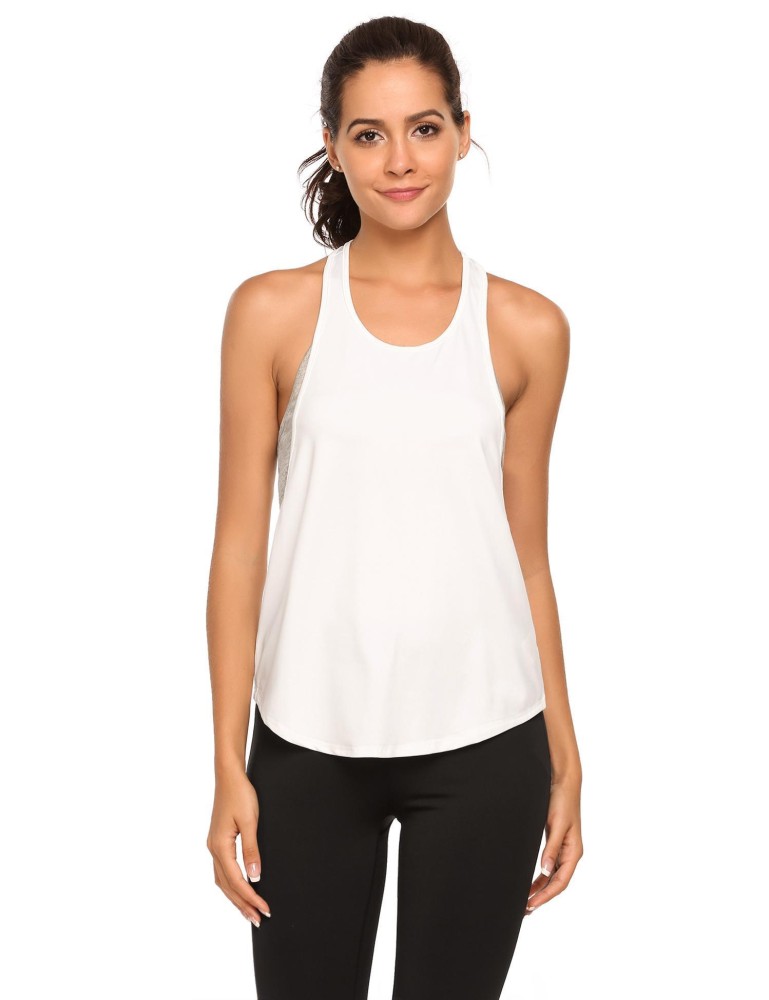 Supercart Tanpa Lengan Backless Tank Tops Patchwork Longgar Sports Basic Atasan Kasual (Putih)-Intl