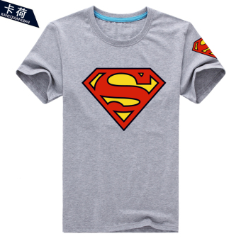 Gambar Superman katun leher bulat bottoming lengan pendek t shirt t shirt kemeja (Superman pola abu abu)