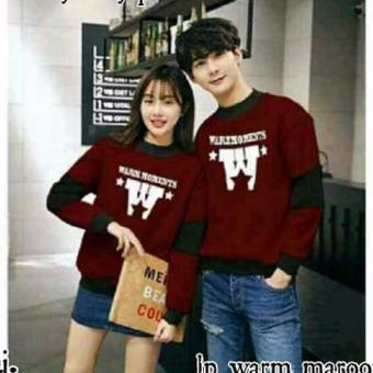 Gambar sweater couple warm maroon