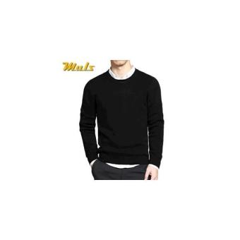 Gambar Sweater Pria O Neck Black Cotton Premium