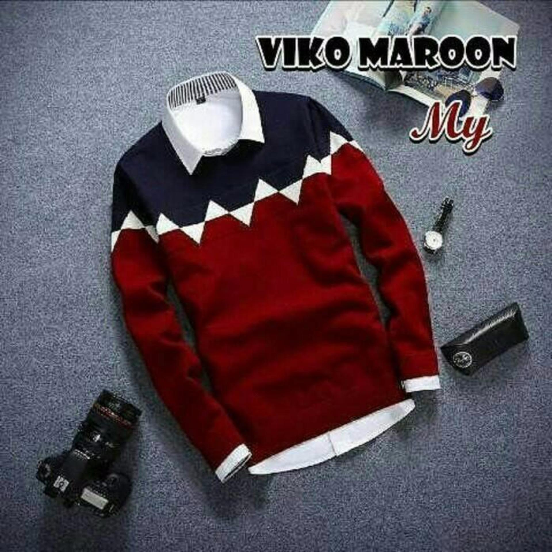 sweater rajut pria -Viko maroon-rajut tribal