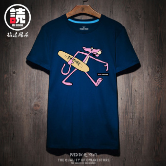 Gambar Tide merek baru Slim versi Korea dari t shirt (Biru tua Pink Panther skateboard CSI)