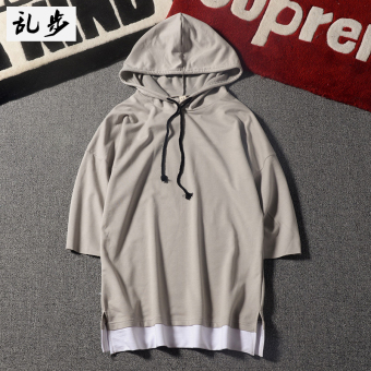 Online murah Tide Merek Jepang Palsu Dua Angin Berkerudung T-shirt (540 berkerudung lengan