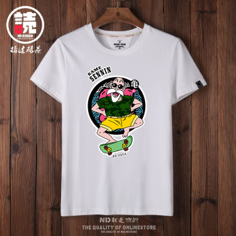 Gambar Tide Merek Jepang Pria Katun Leher Bulat T shirt (Putih skateboard penyu peri CSE) (Putih skateboard penyu peri CSE)