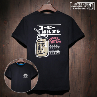 Gambar Tide merek Jepang punk angin lengan pendek kaca botol t shirt (Men in Black penyulingan putih susu CIP)