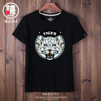 Gambar Tide merek kapas Korea siswa laki laki bottoming kemeja t shirt (Hitam Tide merek harimau CSC)