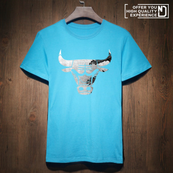 Gambar Tide merek pria lengan pendek t shirt (Langit biru banteng retro DBA)