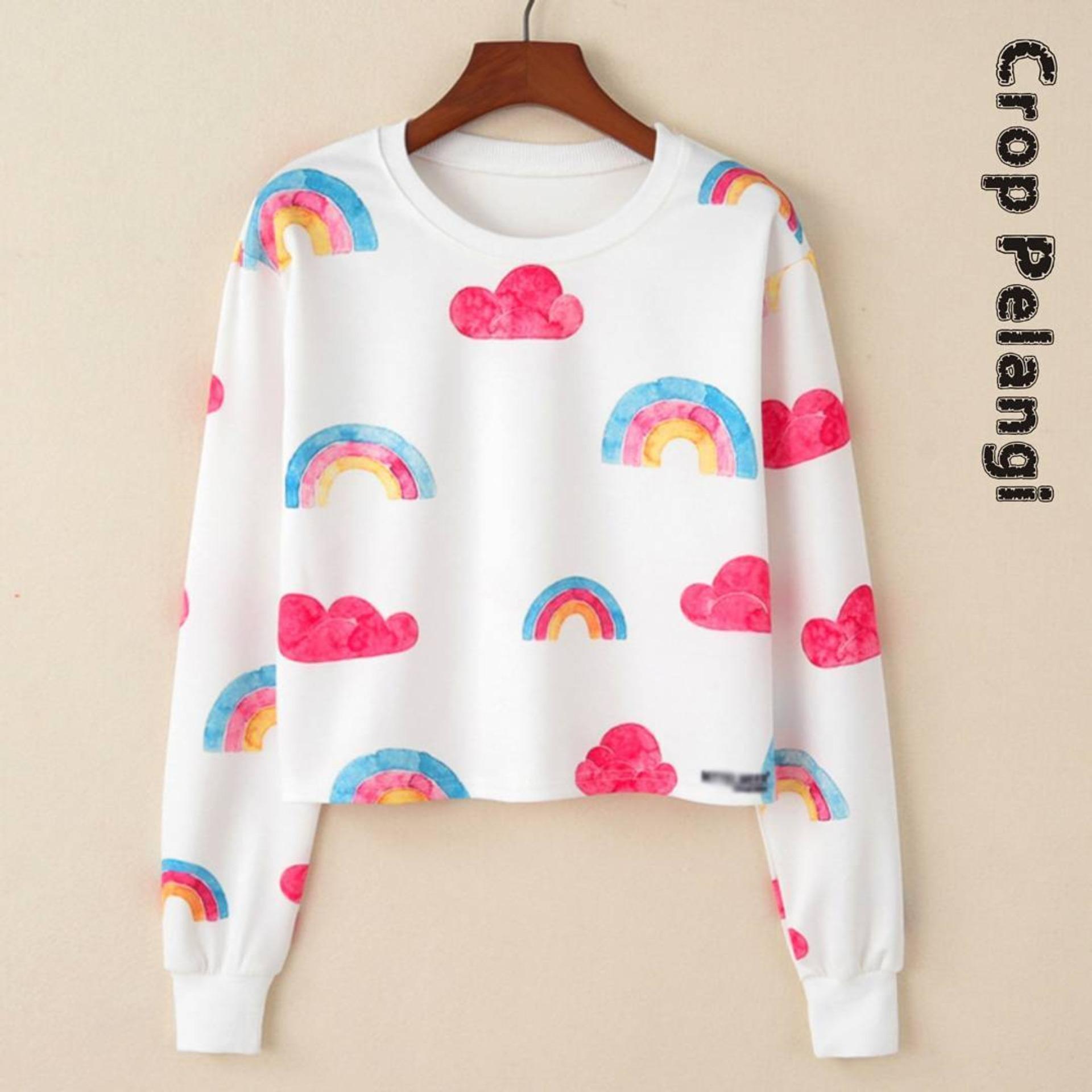 TOF Sweater Wanita Sweater Cewek PELANGI CROP SWEATER