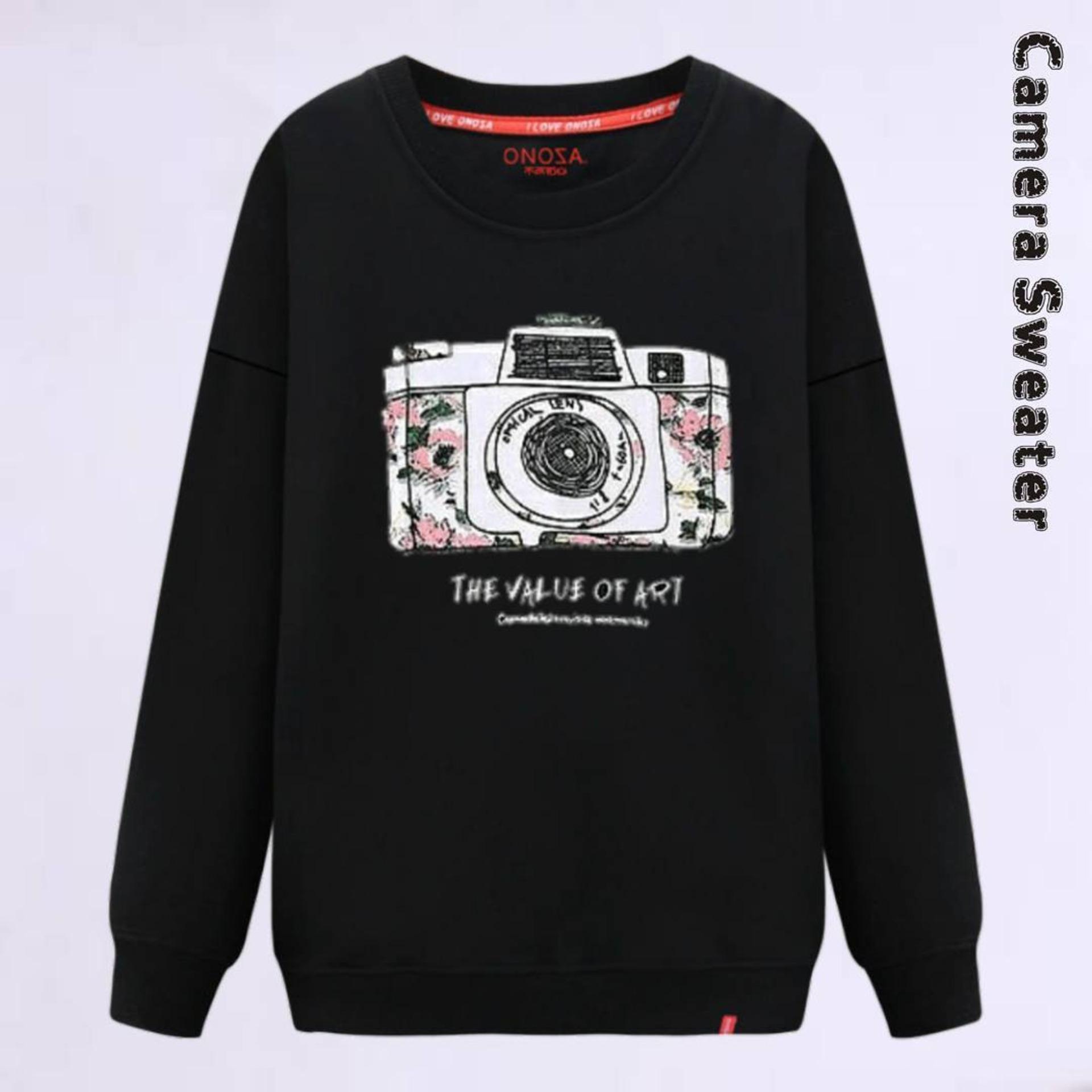 TOF Sweater Wanita Sweater Cewek Sweater Babyterry CAMERA SWEATER