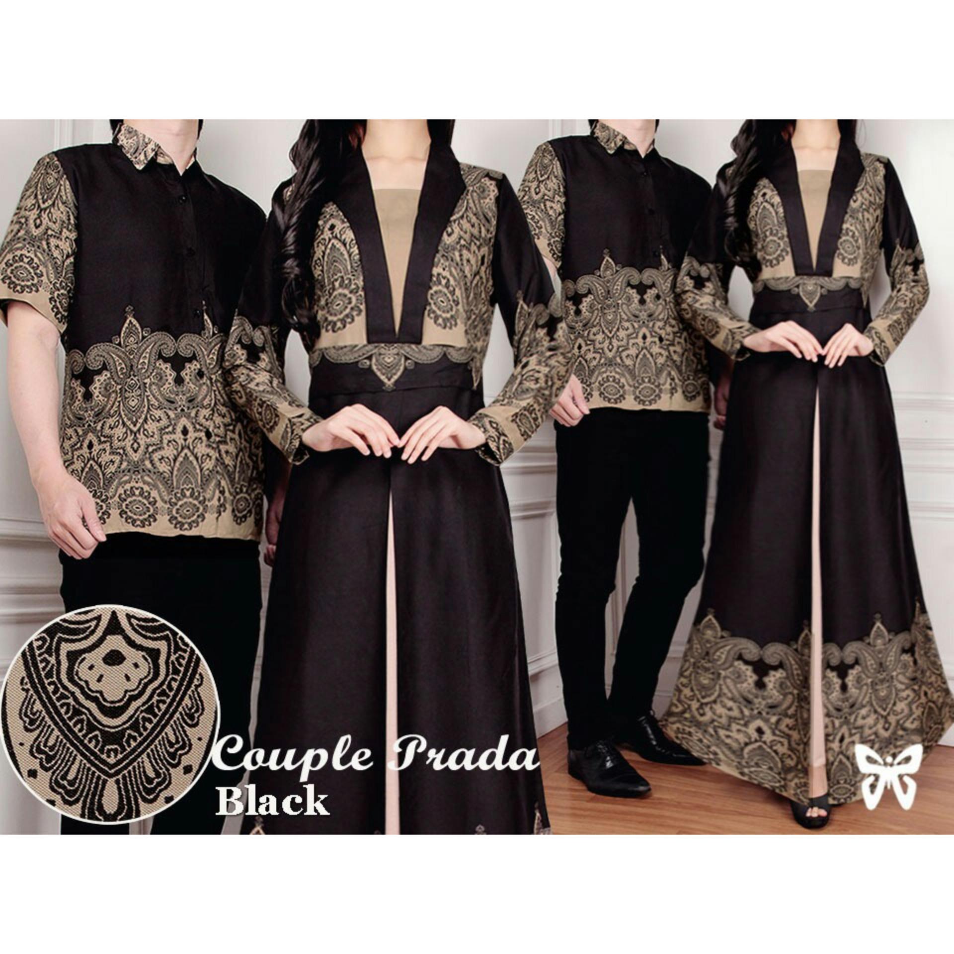 UC Batik Couple / Kemeja Gamis Muslim / Gaun Dress Hijab Muslim / Gamis Syar'i pasangan (wne egantel) SS - Putih D3C