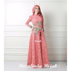 UC Dress Gamis Fitri Muslim / Kebaya / Syari Syar'i/ Baju Gamis Setelan Wanita 3 in 1 (salindaro) SS - Peach