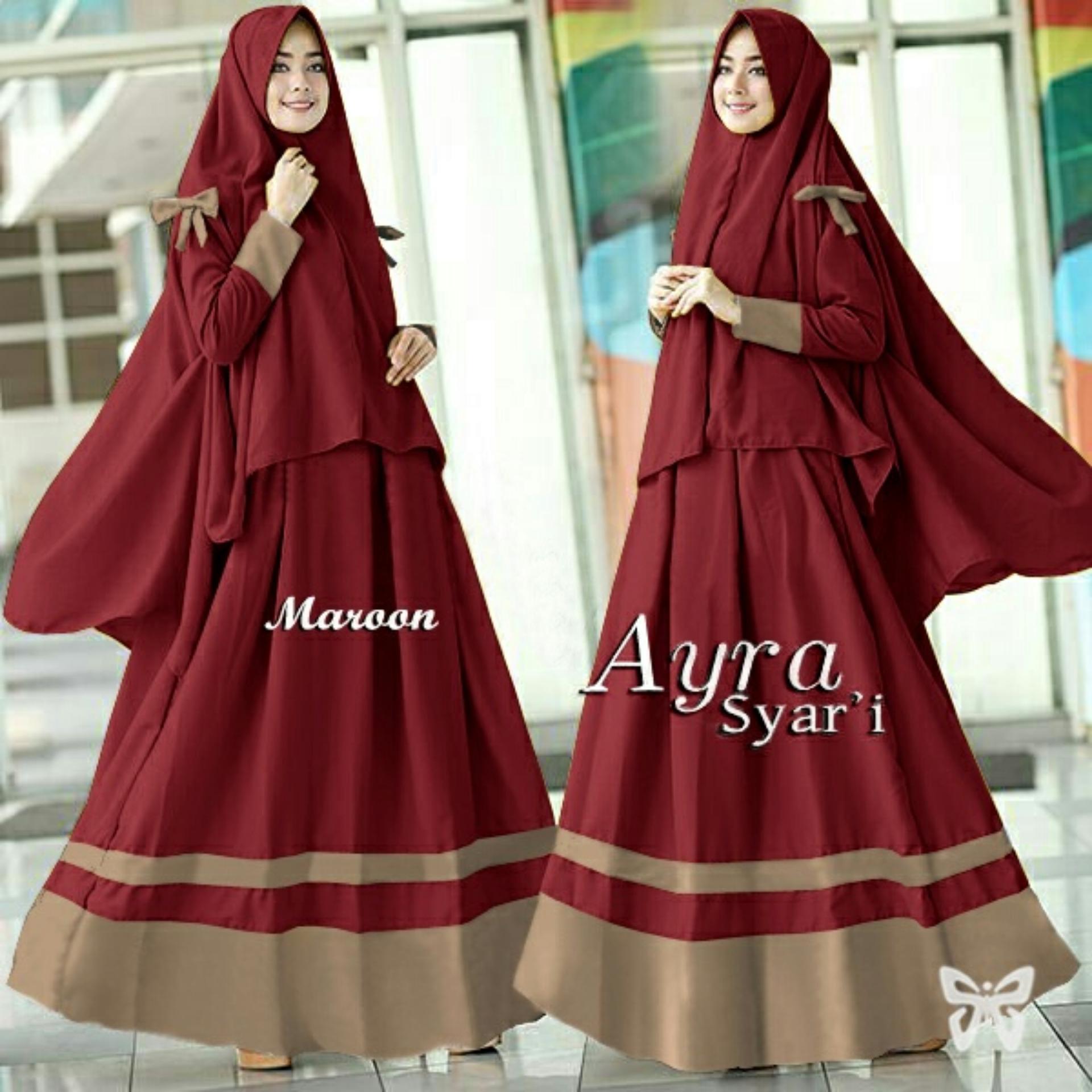 UC Dress Gamis Muslim Meyri / Gamis Syari Syar'i Fashion Maxi / Dress Maxi / Gaun Muslimah / Baju Muslim 2 in 1 (raay arisy) SS - Maroon D2C