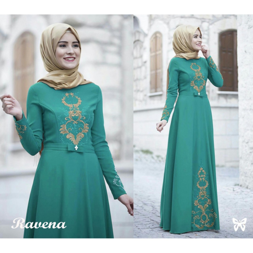 UC Dress Gamis Terusan Maxi Ravina / Syari Syar'i Simple Elegant / Baju Muslim Wanita / Kebaya Muslimah Modern (venara) SS - Tosca D2C