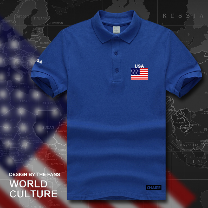 USA nasional olahraga kerah polo kemeja musim panas lengan pendek t-shirt jersey (POLO