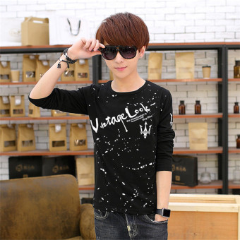 Gambar Versatile cotton men long sleeved t shirt New style long sleeved t shirt (Putih)