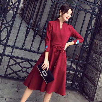 ... Korea Fashion Style organza hitam yang tidak teratur A rok kata gaun Hijau gelap