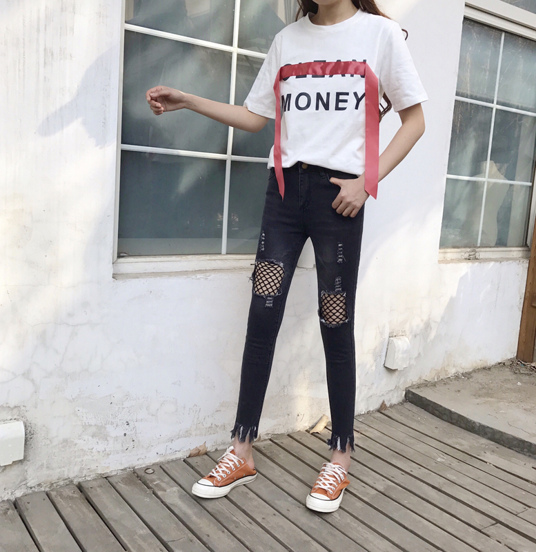 Flash Sale Versi Korea dari kaki tidak teratur celana pensil stoking celana (Hitam dan abu